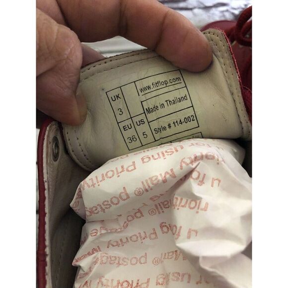 FitFlop Supertone Blaze Red Leather Comfort Sneakers Shoes 114-002 Women Sz 5M - Picture 9 of 16